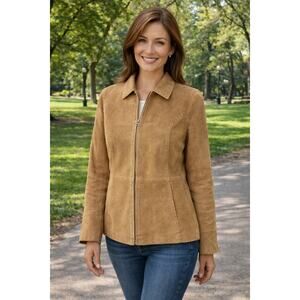 Bernardo Vintage Y2K women's genuine leather suede jacket in camel. Size XL
